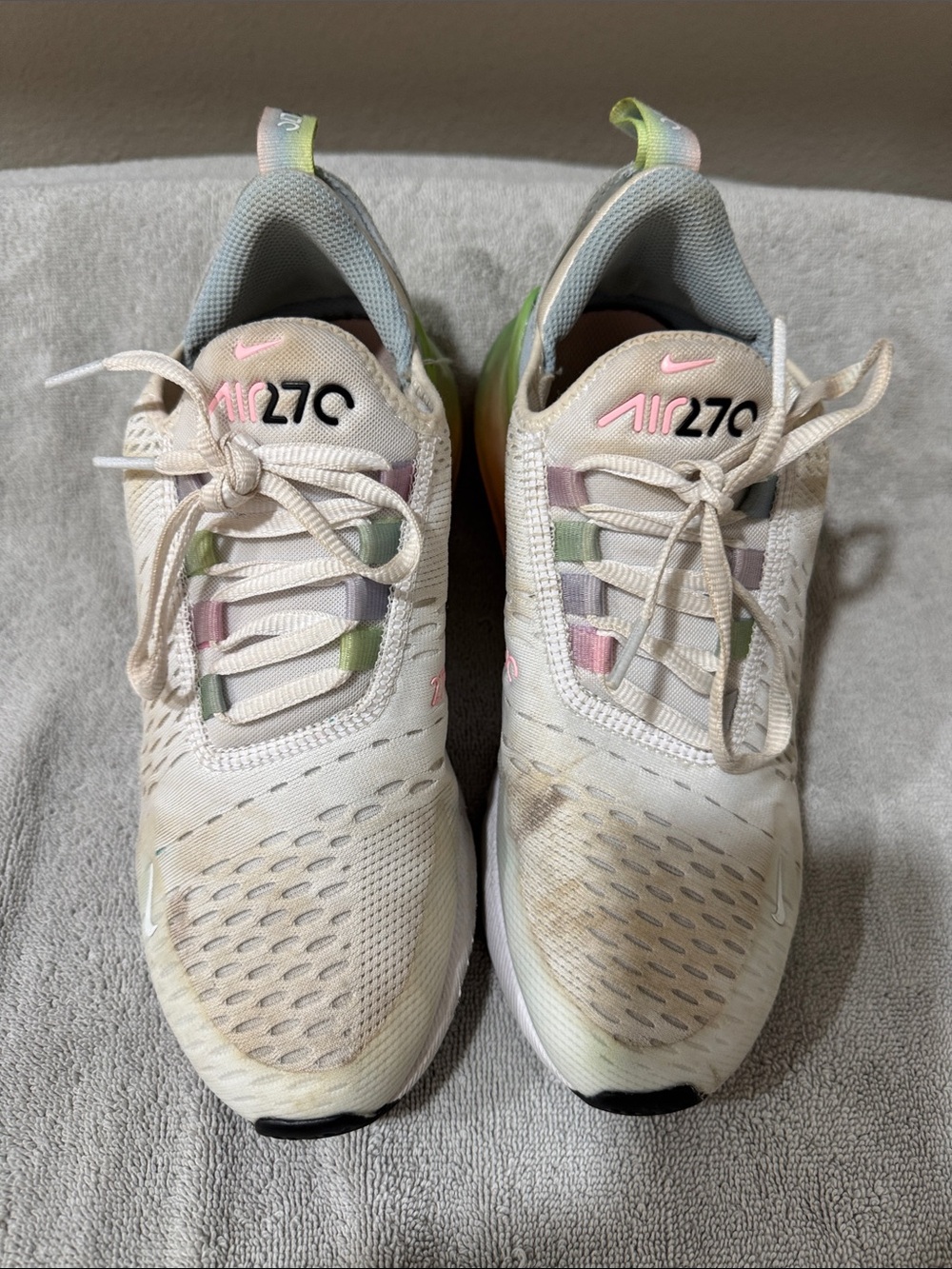 Nike Cream Sneakers with Pastel Pink, Green and Purple Accents - Picture 1 of 5